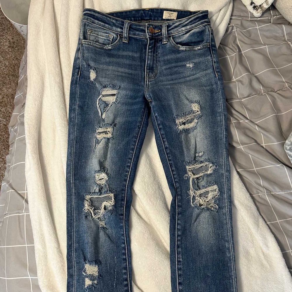 Distressed Blue Jeans
